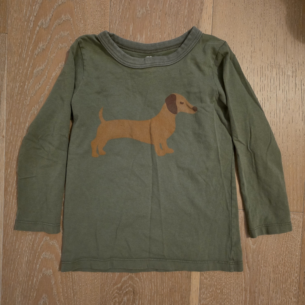 Kids' Olive Green Dachshund Long Sleeve Tee